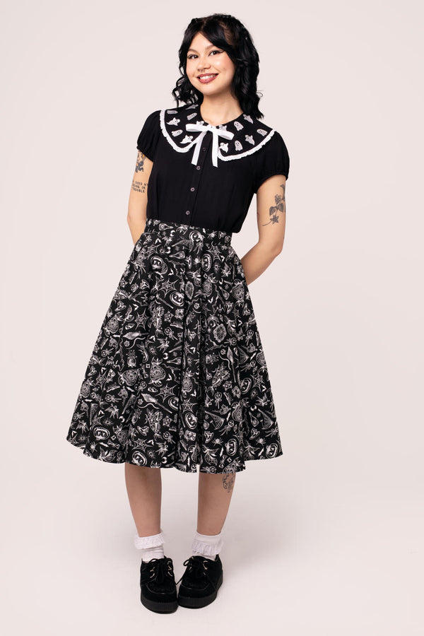 hell bunny Phantomette Blouse Black