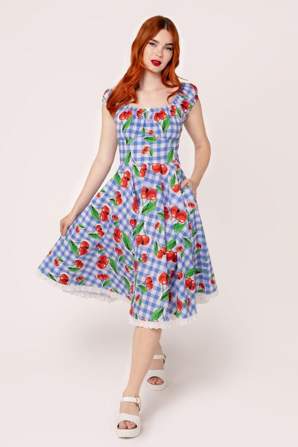 hell bunny Picnic Dress Blue