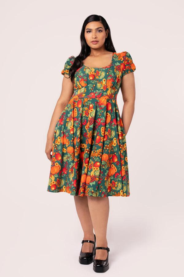 Hell Bunny Pumpkin Patch Dress Green