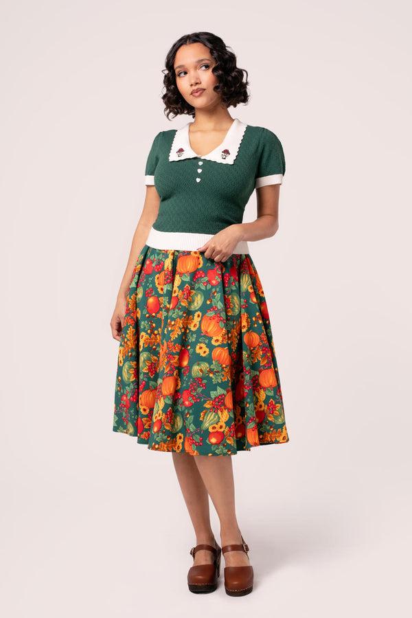 Hell Bunny Pumpkin Patch Skirt Green