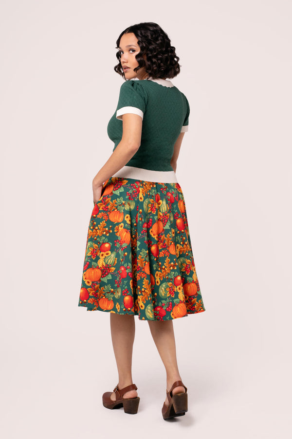 Hell Bunny Pumpkin Patch Skirt Green