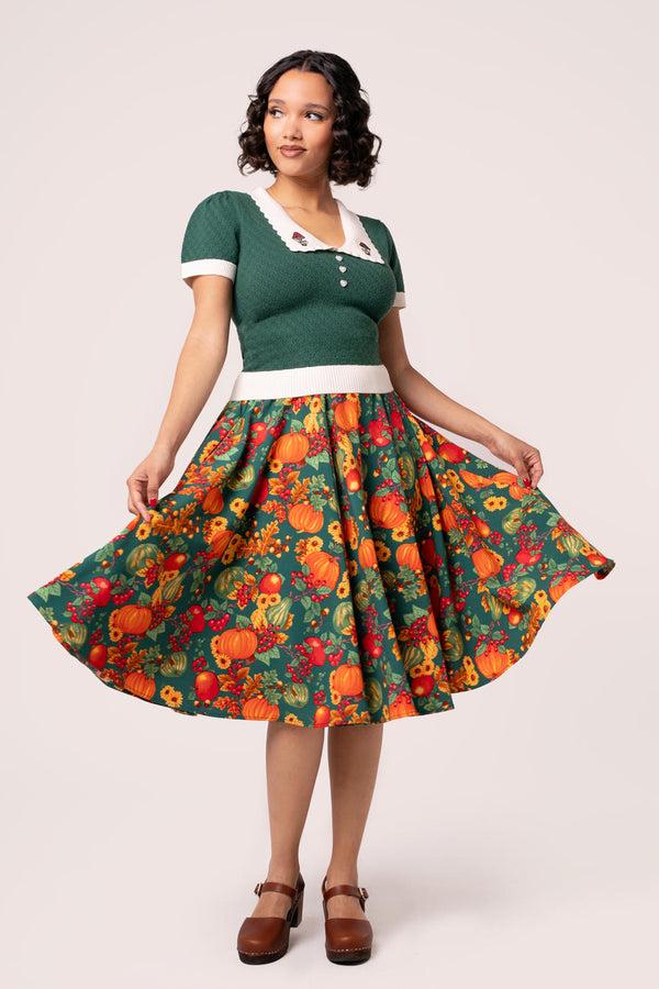 hell bunny Pumpkin Patch Skirt Green