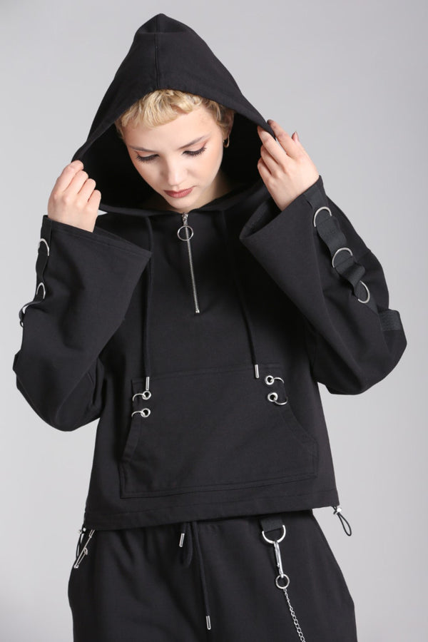 hell bunny Ramona Hoodie Black