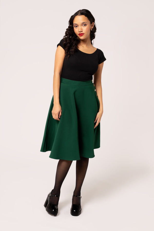 Hell Bunny Ravenwood Skirt Dark Green