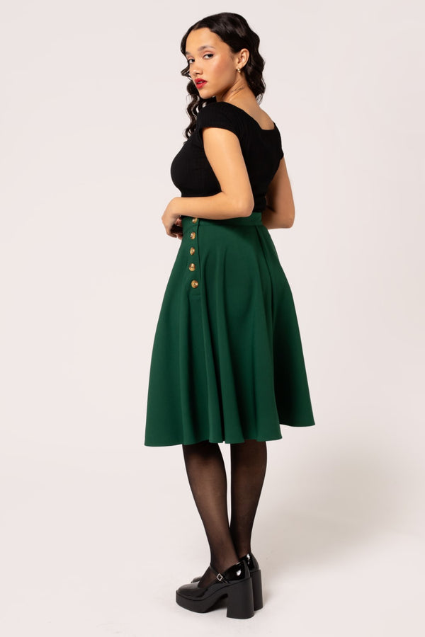 Hell Bunny Ravenwood Skirt Dark Green