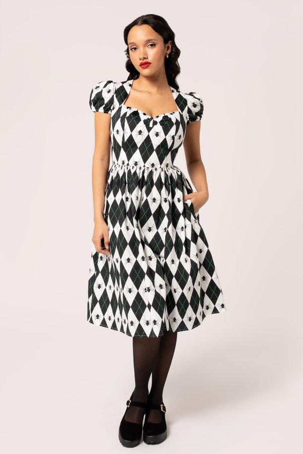 hell bunny Regina Dress Black/White