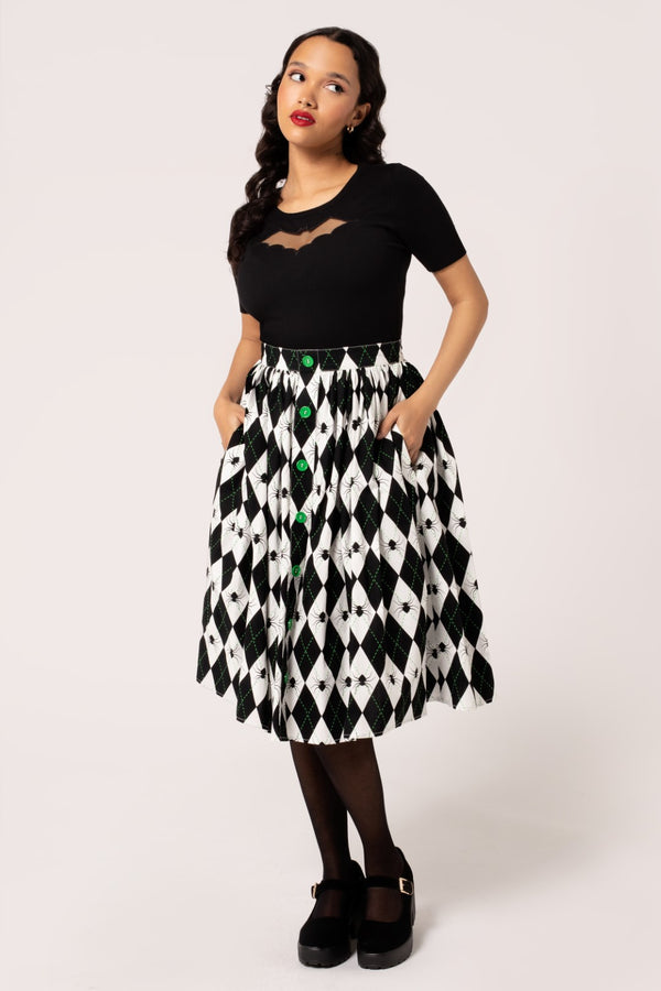 hell bunny Regina Skirt Black/White
