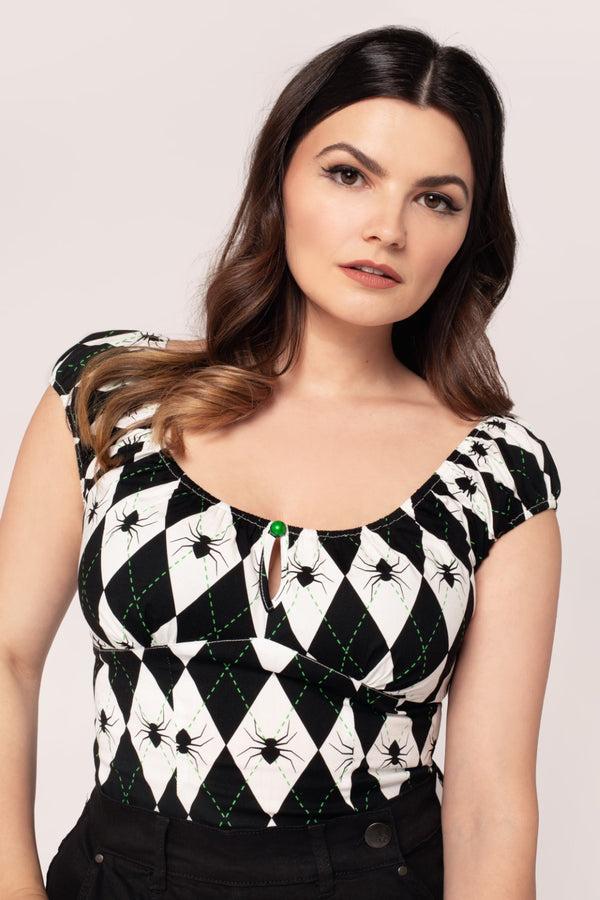 Hell Bunny Regina Top Black/White