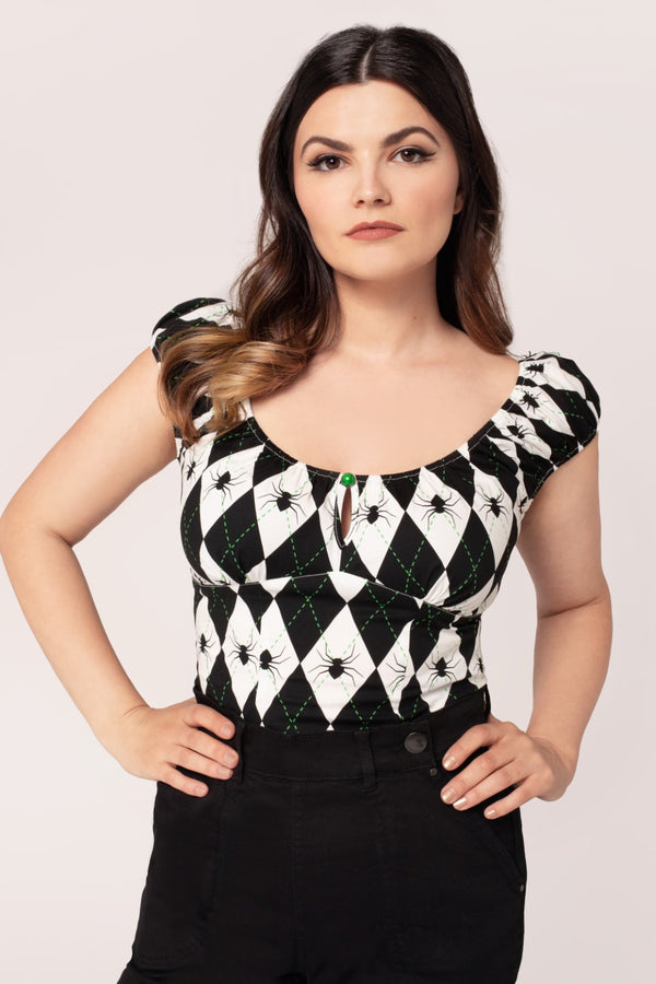 hell bunny Regina Top Black/White