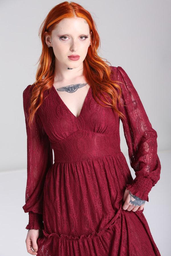 Hell Bunny Rhea Dress Burgundy