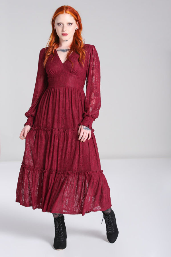 hell bunny Rhea Dress Burgundy