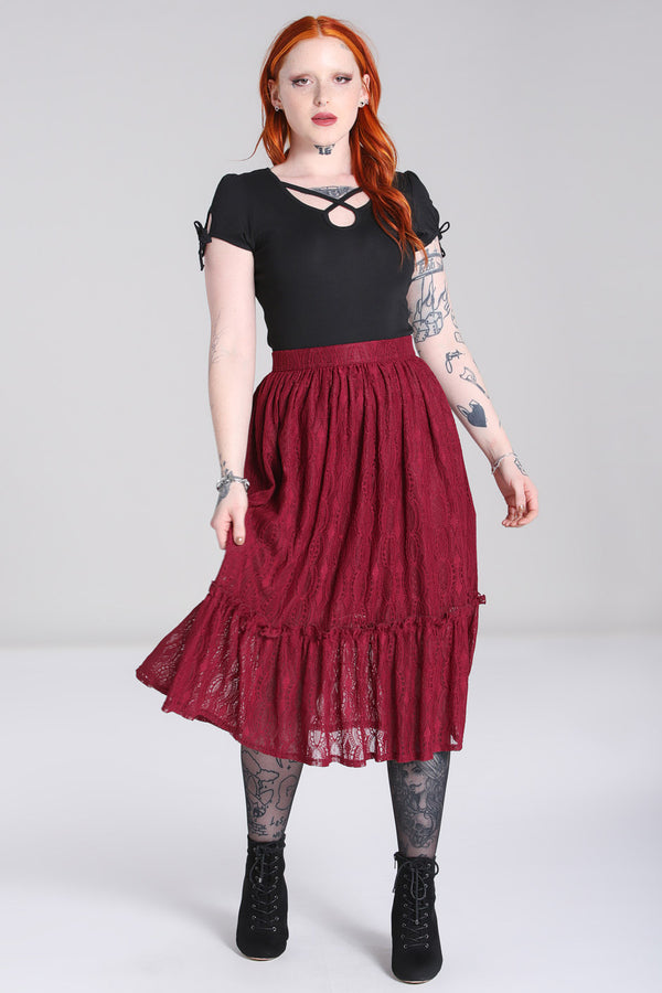 Hell Bunny Rhea Skirt Burgundy