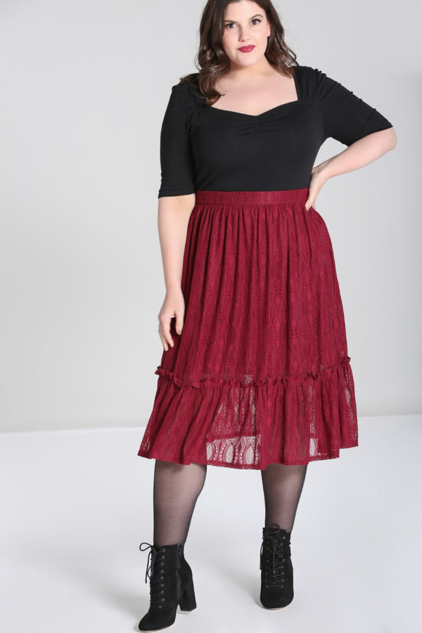 Hell Bunny Rhea Skirt Burgundy