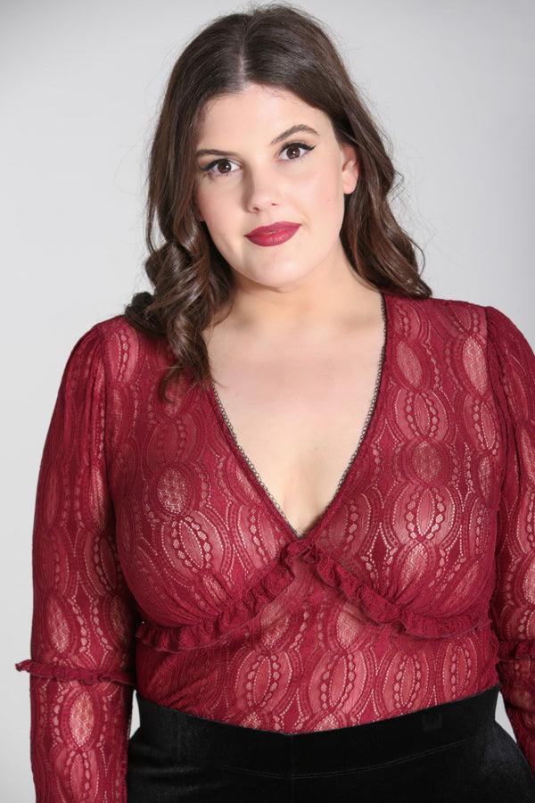 Hell Bunny Rhea Top Burgundy