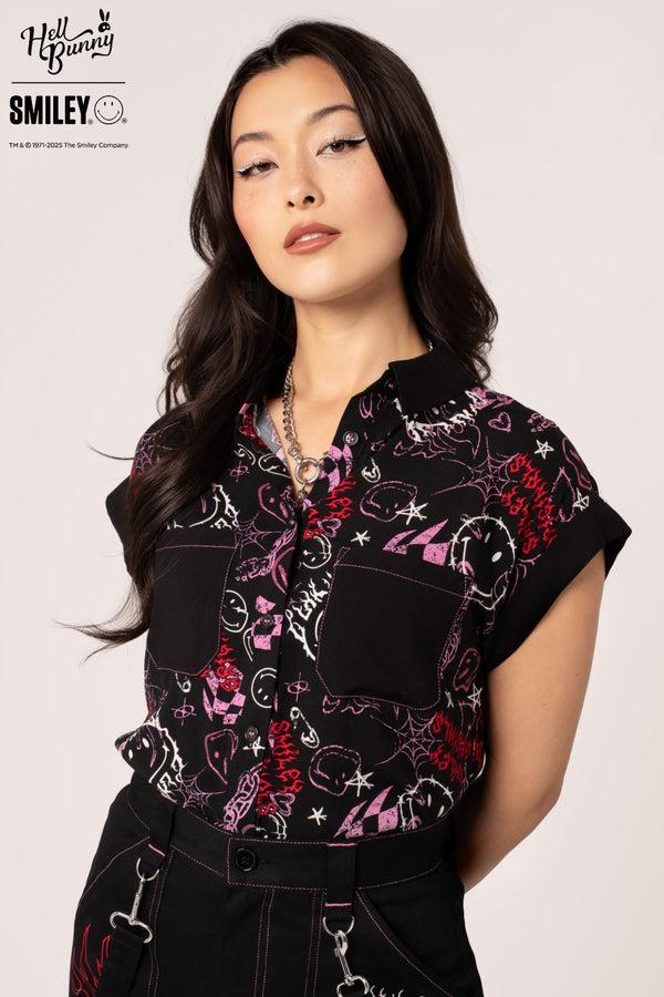 Hell Bunny Riot Shirt Black