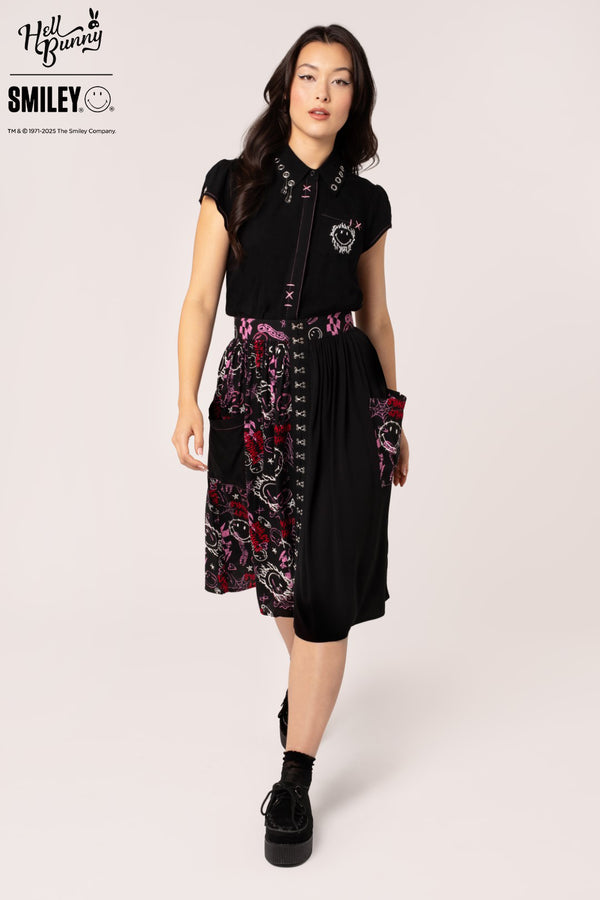 Hell Bunny Riot Skirt Black