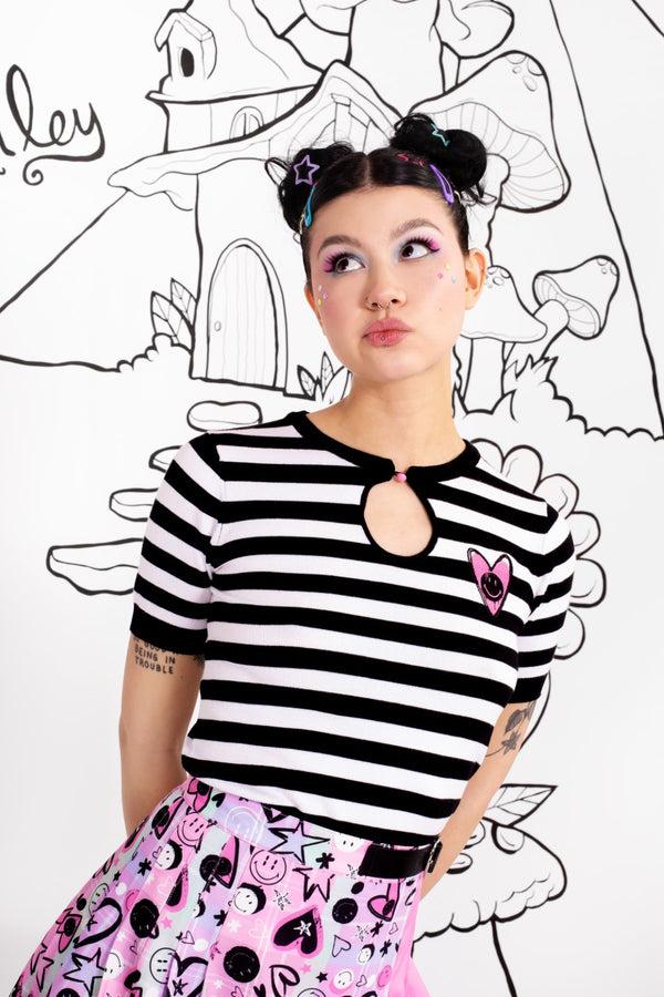 hell bunny Robbie Top Black/White