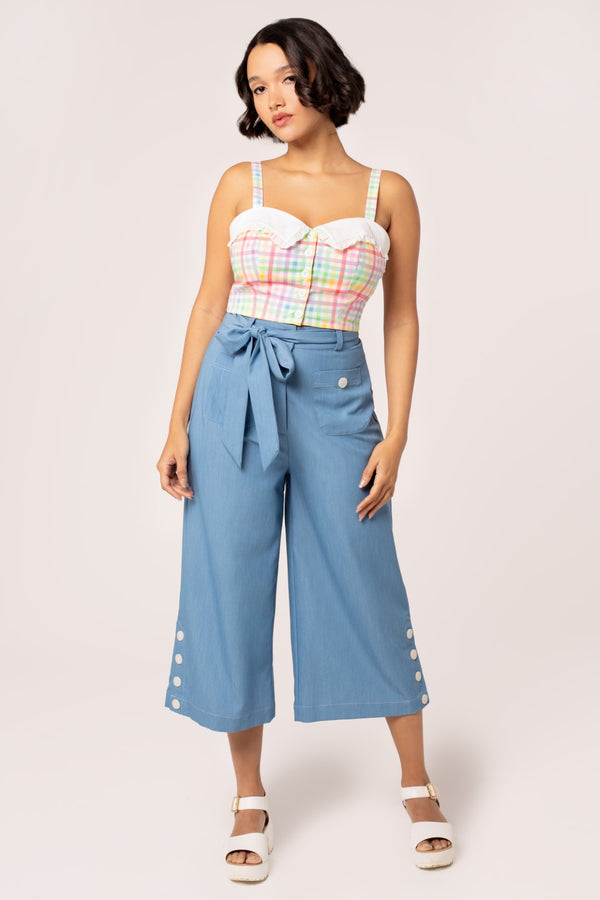 hell bunny Rylee Culottes Blue
