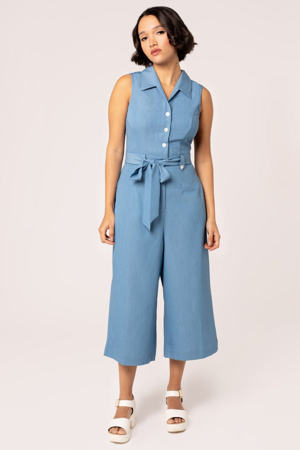 hell bunny Rylee Jumpsuit Blue