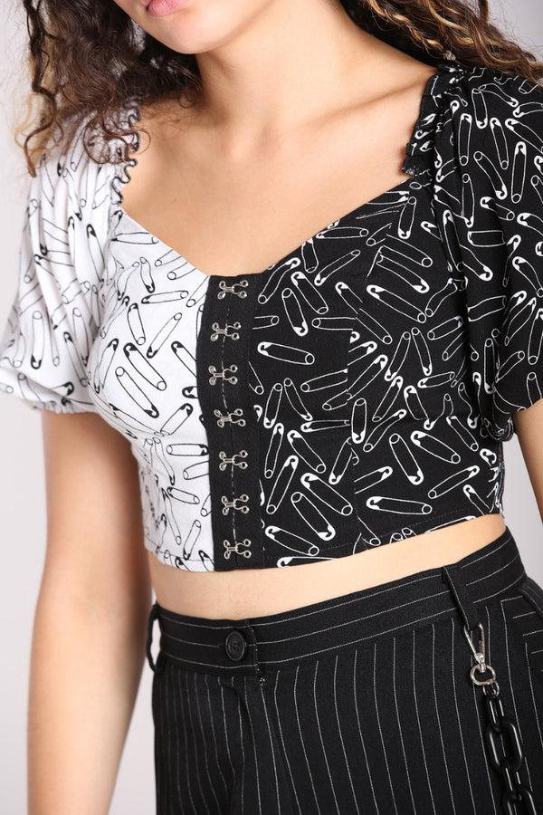 Hell Bunny Safety Pin Crop Top Black