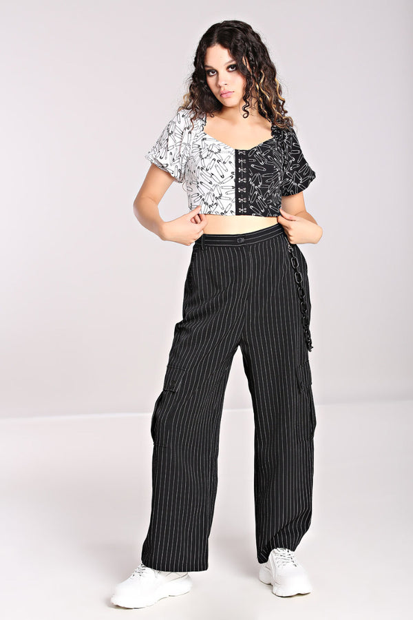 Hell Bunny Safety Pin Crop Top Black