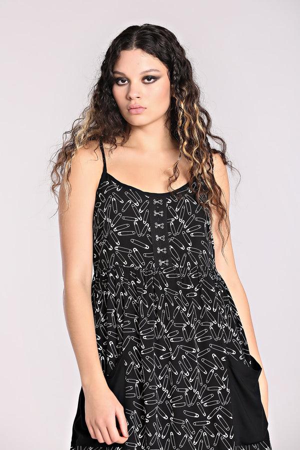 Hell Bunny Safety Pin Dress Black Black