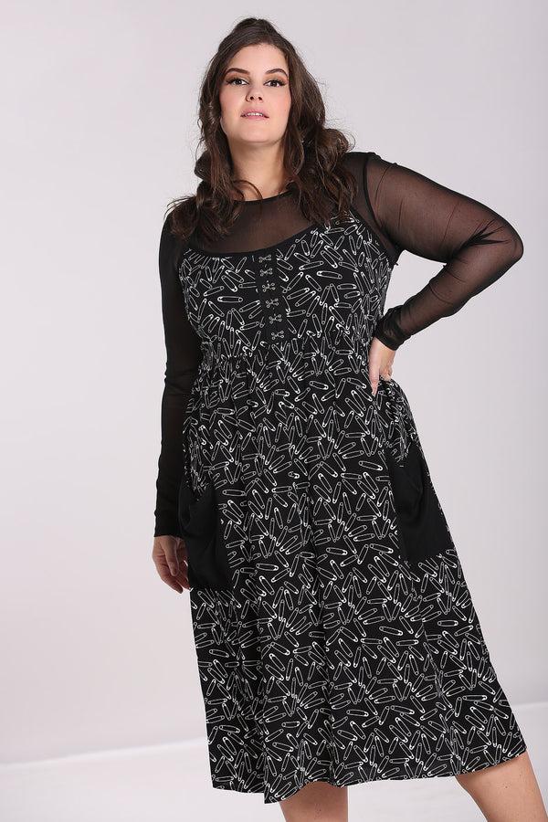 Hell Bunny Safety Pin Dress Black Black