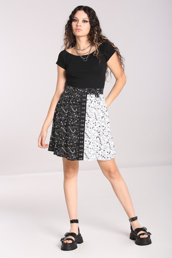 Hell Bunny Safety Pin Skirt Black