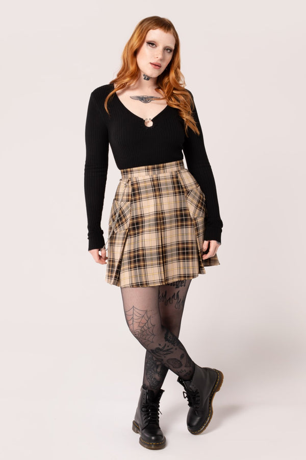 Hell Bunny Saffie Skirt Brown