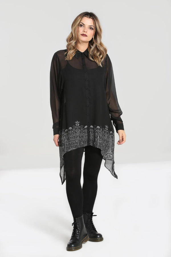 hell bunny Secret Gate Tunic Black
