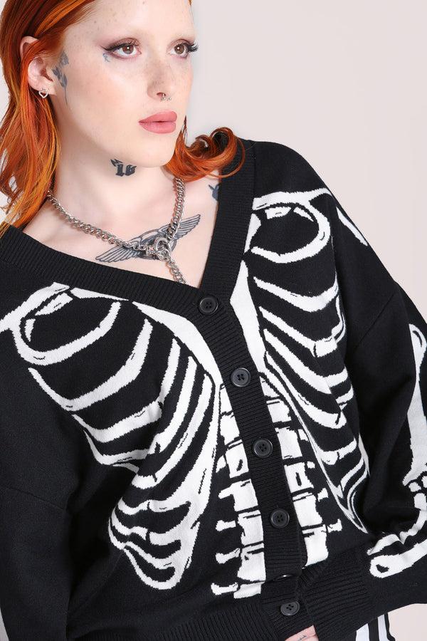 Hell Bunny Skeleton Cardigan BKW Black/White
