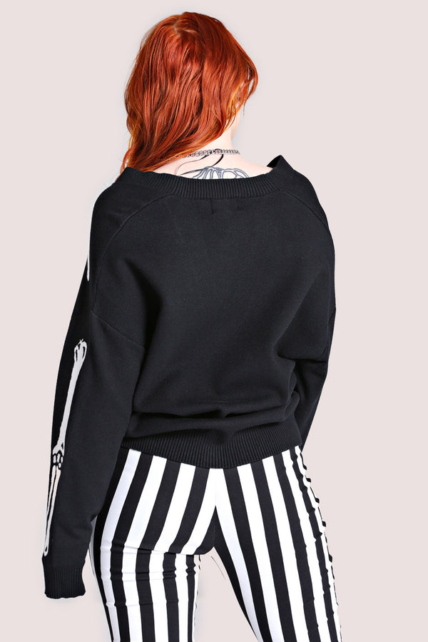 Hell Bunny Skeleton Cardigan BKW Black/White