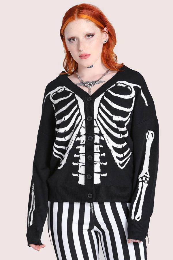 hell bunny Skeleton Cardigan BKW Black/White