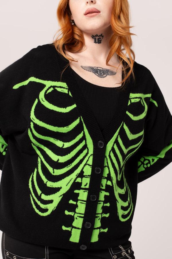 Hell Bunny Skeleton Cardigan Black/Green