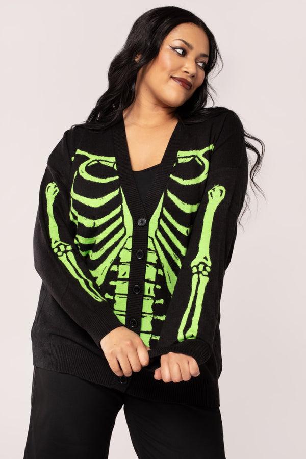 Hell Bunny Skeleton Cardigan Black/Green