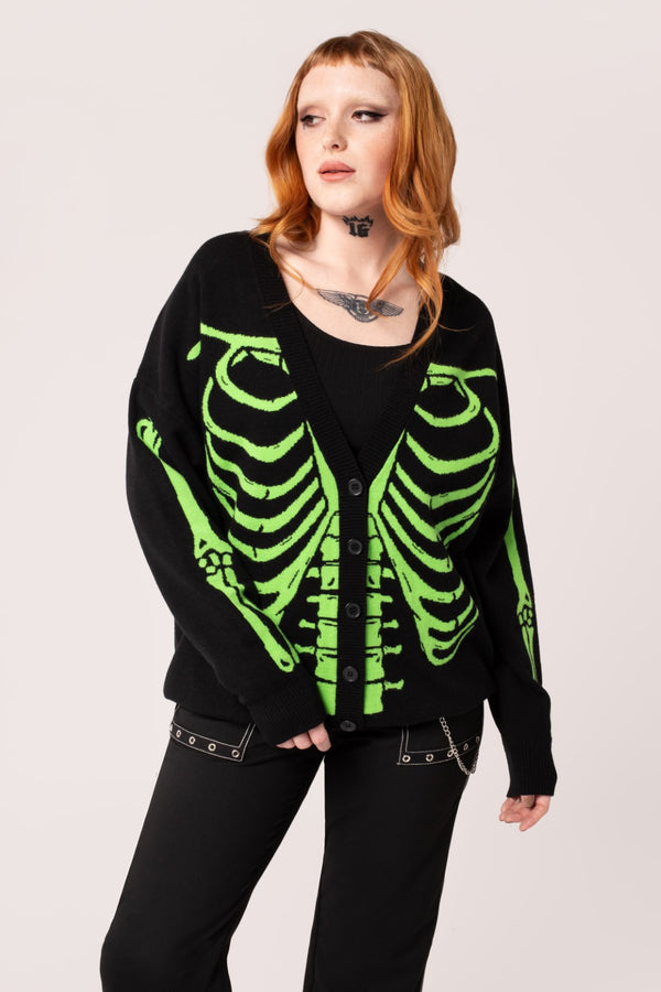 hell bunny Skeleton Cardigan Black/Green
