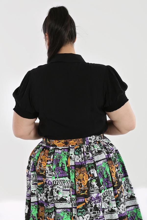 Hell Bunny Skelli Blouse Black / White