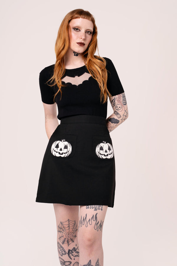 Hell Bunny Skelli Skirt Black