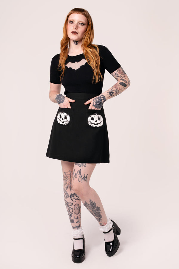 hell bunny Skelli Skirt Black