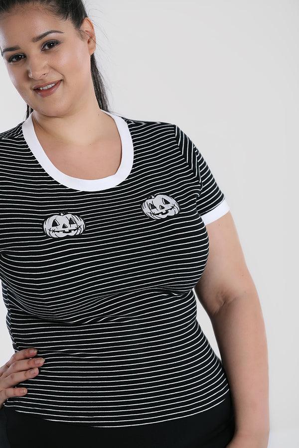 Hell Bunny Skelli Top Black / White