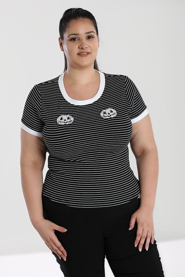 hell bunny Skelli Top Black / White