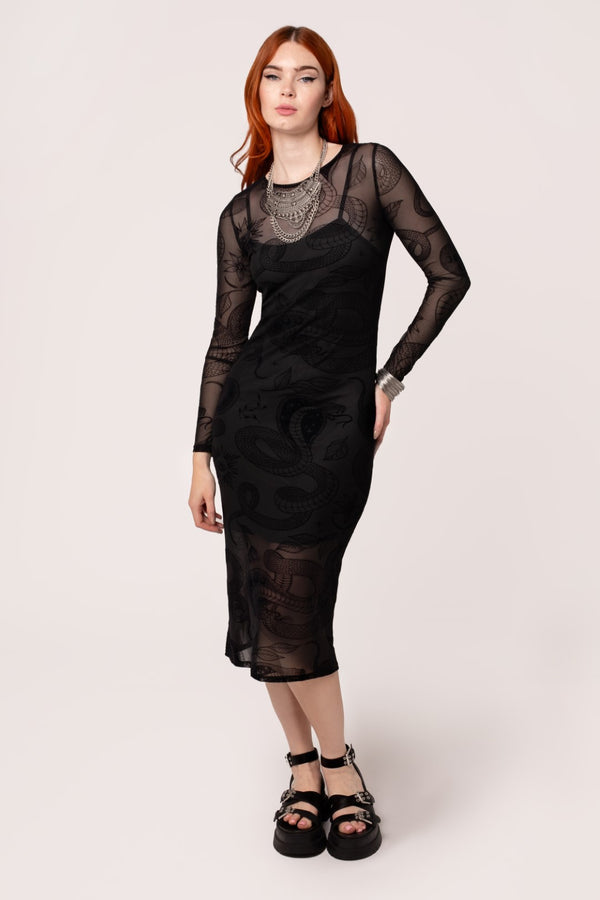 hell bunny Snake Charmer Dress Black