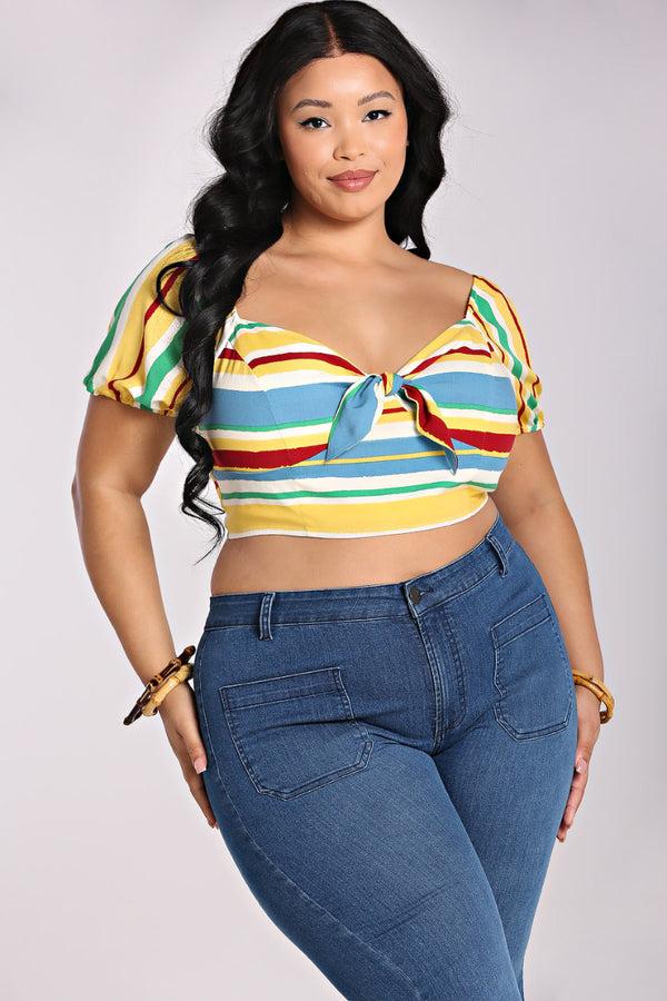 Hell Bunny Solange Crop Top Multi Colour