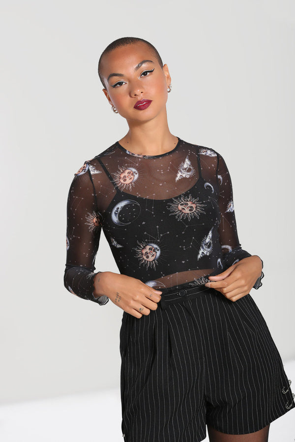 Hell Bunny Solaris Mesh Top Black