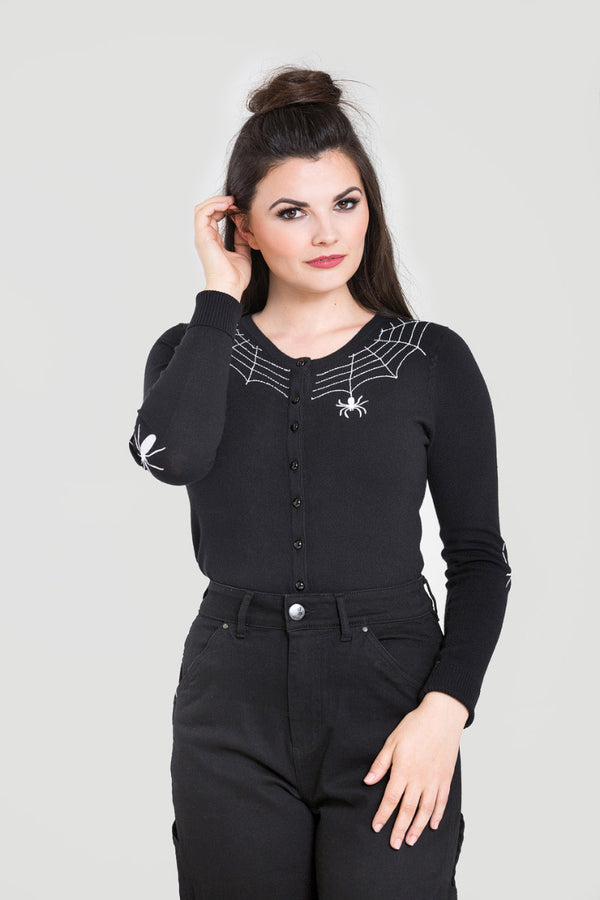 hell bunny Spider Cardigan Black