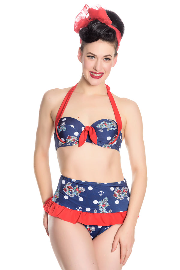 Hell Bunny St Tropez Bikini Pants Navy