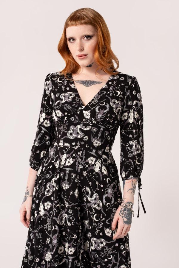 Hell Bunny Star Sign Midi Dress Black