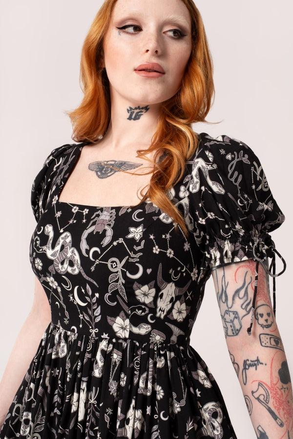 Hell Bunny Star Sign Mini Dress Black