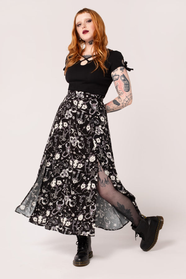 hell bunny Star Sign Skirt Black