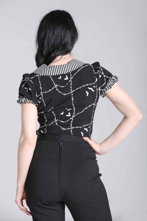 Hell Bunny Stitches Blouse Black / White